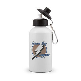 Бутылка спортивная с принтом Tampa Bay в Екатеринбурге, металл | емкость — 500 мл, в комплекте две пластиковые крышки и карабин для крепления | hockey | nhl | tampa bay | национальная лига | нхл | тампа бэй | хокей | хоккей