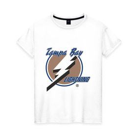 Женская футболка хлопок с принтом Tampa Bay в Екатеринбурге, 100% хлопок | прямой крой, круглый вырез горловины, длина до линии бедер, слегка спущенное плечо | hockey | nhl | tampa bay | национальная лига | нхл | тампа бэй | хокей | хоккей