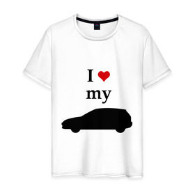Мужская футболка хлопок с принтом I love my EG (2) в Екатеринбурге, 100% хлопок | прямой крой, круглый вырез горловины, длина до линии бедер, слегка спущенное плечо. | car | i love my eg | авто | автомобиль | машины | тачки