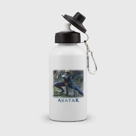 Бутылка спортивная с принтом Аватар (5) в Екатеринбурге, металл | емкость — 500 мл, в комплекте две пластиковые крышки и карабин для крепления | avatar | аватар