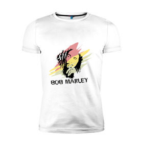 Мужская футболка премиум с принтом Bob Marley в Екатеринбурге, 92% хлопок, 8% лайкра | приталенный силуэт, круглый вырез ворота, длина до линии бедра, короткий рукав | 