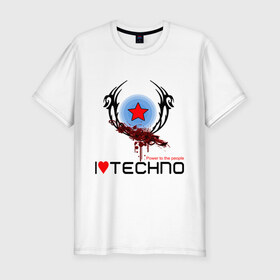 Мужская футболка премиум с принтом I love techno (4) в Екатеринбурге, 92% хлопок, 8% лайкра | приталенный силуэт, круглый вырез ворота, длина до линии бедра, короткий рукав | love techno | techno | люблю техно | техно | я люблю | я люблю техно
