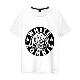 Мужская футболка хлопок с принтом White Zombie в Екатеринбурге, 100% хлопок | прямой крой, круглый вырез горловины, длина до линии бедер, слегка спущенное плечо. | белый | зомби