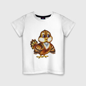 Детская футболка хлопок с принтом Воробушек в Екатеринбурге, 100% хлопок | круглый вырез горловины, полуприлегающий силуэт, длина до линии бедер | воробей | воробушек | птенец | птичка