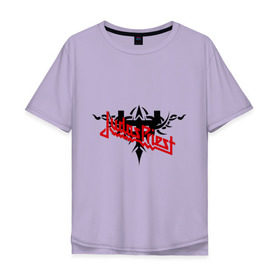 Мужская футболка хлопок Oversize с принтом Judas Priest в Екатеринбурге, 100% хлопок | свободный крой, круглый ворот, “спинка” длиннее передней части | heavy metal | metal | rock | trash metal | метал | панки | рок | трэш метал | хеви метал