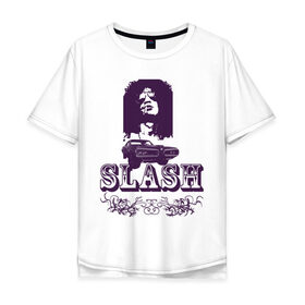 Мужская футболка хлопок Oversize с принтом Slash в Екатеринбурге, 100% хлопок | свободный крой, круглый ворот, “спинка” длиннее передней части | heavy metal | metal | rock | trash metal | метал | панки | рок | трэш метал | хеви метал