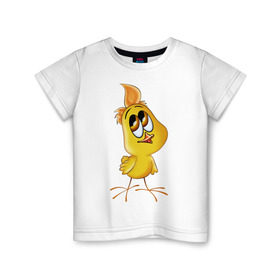 Детская футболка хлопок с принтом Цыпленок-девочка в Екатеринбурге, 100% хлопок | круглый вырез горловины, полуприлегающий силуэт, длина до линии бедер | мальчик | цыпа | цыпленок