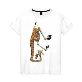 Женская футболка хлопок с принтом Мадагаскар (10) в Екатеринбурге, 100% хлопок | прямой крой, круглый вырез горловины, длина до линии бедер, слегка спущенное плечо | madagascar | жираф | мадагаскар