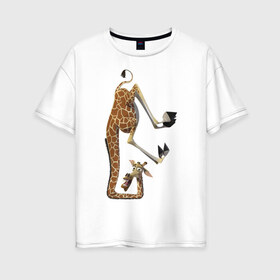 Женская футболка хлопок Oversize с принтом Мадагаскар (10) в Екатеринбурге, 100% хлопок | свободный крой, круглый ворот, спущенный рукав, длина до линии бедер
 | madagascar | жираф | мадагаскар