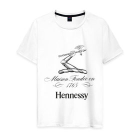 Мужская футболка хлопок с принтом Hennessy в Екатеринбурге, 100% хлопок | прямой крой, круглый вырез горловины, длина до линии бедер, слегка спущенное плечо. | Тематика изображения на принте: cognac | hennessy | бар | бармен | коньяк | хеннесси