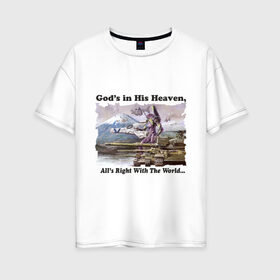 Женская футболка хлопок Oversize с принтом Evangelion в Екатеринбурге, 100% хлопок | свободный крой, круглый ворот, спущенный рукав, длина до линии бедер
 | anime | evangelion | аниме | анимэ | евангелион