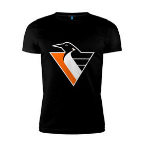 Мужская футболка премиум с принтом Pittsburgh Penguins в Екатеринбурге, 92% хлопок, 8% лайкра | приталенный силуэт, круглый вырез ворота, длина до линии бедра, короткий рукав | Тематика изображения на принте: nhl | pittsburgh penguins | нхл | фк 	pittsburgh penguins | хоккейный клуб pittsburgh penguins