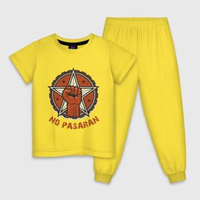 Детская пижама хлопок с принтом No Pasaran в Екатеринбурге, 100% хлопок |  брюки и футболка прямого кроя, без карманов, на брюках мягкая резинка на поясе и по низу штанин
 | cuba | no pasaran | гевара | куба | но пасаран | революция | свобода | че