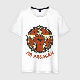 Мужская футболка хлопок с принтом No Pasaran в Екатеринбурге, 100% хлопок | прямой крой, круглый вырез горловины, длина до линии бедер, слегка спущенное плечо. | cuba | no pasaran | гевара | куба | но пасаран | революция | свобода | че