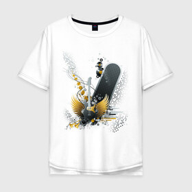 Мужская футболка хлопок Oversize с принтом Guitar (3) в Екатеринбурге, 100% хлопок | свободный крой, круглый ворот, “спинка” длиннее передней части | гитара | крылья
