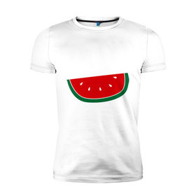 Мужская футболка премиум с принтом Watermelon в Екатеринбурге, 92% хлопок, 8% лайкра | приталенный силуэт, круглый вырез ворота, длина до линии бедра, короткий рукав | Тематика изображения на принте: watermelon | арбуз | долька арбуза | фрукт | ягода