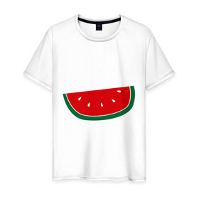 Мужская футболка хлопок с принтом Watermelon в Екатеринбурге, 100% хлопок | прямой крой, круглый вырез горловины, длина до линии бедер, слегка спущенное плечо. | Тематика изображения на принте: watermelon | арбуз | долька арбуза | фрукт | ягода