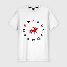 Мужская футболка премиум с принтом Телец(5) в Екатеринбурге, 92% хлопок, 8% лайкра | приталенный силуэт, круглый вырез ворота, длина до линии бедра, короткий рукав | zodiac | гороскоп | знак зодиака | знаки зодиака | телец