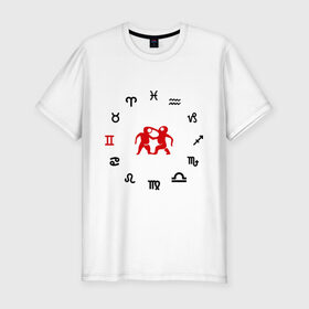 Мужская футболка премиум с принтом Близнецы(5) в Екатеринбурге, 92% хлопок, 8% лайкра | приталенный силуэт, круглый вырез ворота, длина до линии бедра, короткий рукав | zodiac | близнецы | гороскоп | знаки зодиака