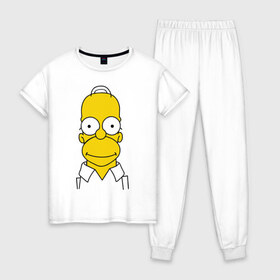 Женская пижама хлопок с принтом Simpsons (11) в Екатеринбурге, 100% хлопок | брюки и футболка прямого кроя, без карманов, на брюках мягкая резинка на поясе и по низу штанин | гомер