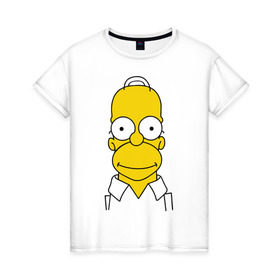 Женская футболка хлопок с принтом Simpsons (11) в Екатеринбурге, 100% хлопок | прямой крой, круглый вырез горловины, длина до линии бедер, слегка спущенное плечо | гомер