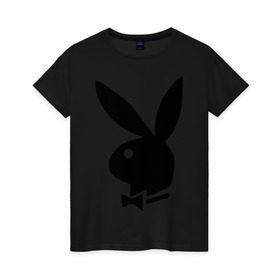 Женская футболка хлопок с принтом Playboy в Екатеринбурге, 100% хлопок | прямой крой, круглый вырез горловины, длина до линии бедер, слегка спущенное плечо | кролик | плейбой