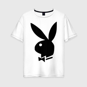 Женская футболка хлопок Oversize с принтом Playboy в Екатеринбурге, 100% хлопок | свободный крой, круглый ворот, спущенный рукав, длина до линии бедер
 | кролик | плейбой