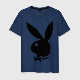 Мужская футболка хлопок с принтом Playboy в Екатеринбурге, 100% хлопок | прямой крой, круглый вырез горловины, длина до линии бедер, слегка спущенное плечо. | кролик | плейбой