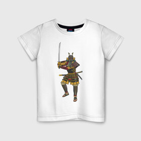 Детская футболка хлопок с принтом Samuray в Екатеринбурге, 100% хлопок | круглый вырез горловины, полуприлегающий силуэт, длина до линии бедер | samuray | воин | древний восток | самурай