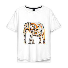 Мужская футболка хлопок Oversize с принтом Слон (2) в Екатеринбурге, 100% хлопок | свободный крой, круглый ворот, “спинка” длиннее передней части | 