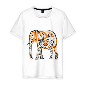 Мужская футболка хлопок с принтом Слон (2) в Екатеринбурге, 100% хлопок | прямой крой, круглый вырез горловины, длина до линии бедер, слегка спущенное плечо. | Тематика изображения на принте: 