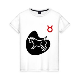 Женская футболка хлопок с принтом Телец(6) в Екатеринбурге, 100% хлопок | прямой крой, круглый вырез горловины, длина до линии бедер, слегка спущенное плечо | гороскоп | знак зодиака | знаки зодиака | телец