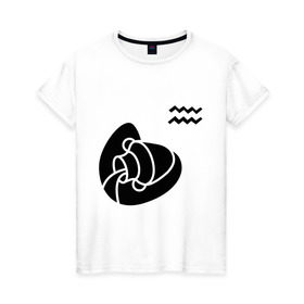 Женская футболка хлопок с принтом Водолей(6) в Екатеринбурге, 100% хлопок | прямой крой, круглый вырез горловины, длина до линии бедер, слегка спущенное плечо | zodiac | водолей | гороскоп | знак зодиака | знаки зодиака