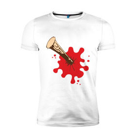 Мужская футболка премиум с принтом Кол в сердце в Екатеринбурге, 92% хлопок, 8% лайкра | приталенный силуэт, круглый вырез ворота, длина до линии бедра, короткий рукав | кол в сердце | кровь | против вампиров