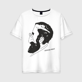 Женская футболка хлопок Oversize с принтом Портрет Зигмунда Фрейда в Екатеринбурге, 100% хлопок | свободный крой, круглый ворот, спущенный рукав, длина до линии бедер
 | зигмунд фрейд | знаменитость | знаменитые личности | психология