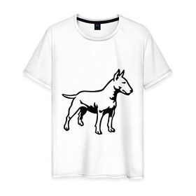 Мужская футболка хлопок с принтом Бойцовская собака в Екатеринбурге, 100% хлопок | прямой крой, круглый вырез горловины, длина до линии бедер, слегка спущенное плечо. | бойцовская собака | домашние животные | животные | пес | песик | собака