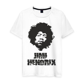 Мужская футболка хлопок с принтом Jimi Hendrix в Екатеринбурге, 100% хлопок | прямой крой, круглый вырез горловины, длина до линии бедер, слегка спущенное плечо. | Тематика изображения на принте: 60е | гитарист | джими хендрикс | джимми хендрикс | ретро | рок