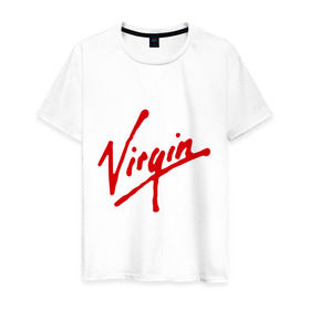 Мужская футболка хлопок с принтом Virgin в Екатеринбурге, 100% хлопок | прямой крой, круглый вырез горловины, длина до линии бедер, слегка спущенное плечо. | антибренд | бренд | компания | корпорация | логотип | ричард брэнсон
