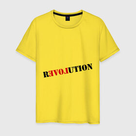Мужская футболка хлопок с принтом Love revolution в Екатеринбурге, 100% хлопок | прямой крой, круглый вырез горловины, длина до линии бедер, слегка спущенное плечо. | любовь | отношения | переворот | революция | чувства