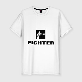 Мужская футболка премиум с принтом Fighter в Екатеринбурге, 92% хлопок, 8% лайкра | приталенный силуэт, круглый вырез ворота, длина до линии бедра, короткий рукав | m 1 | mix fighter | боец | бои без правил | м 1 | м1 | микс файт | реслинг | рестлинг | файтер