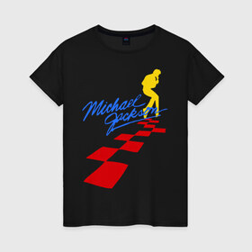 Женская футболка хлопок с принтом Michael Jackson (11) в Екатеринбурге, 100% хлопок | прямой крой, круглый вырез горловины, длина до линии бедер, слегка спущенное плечо | майкл джексон