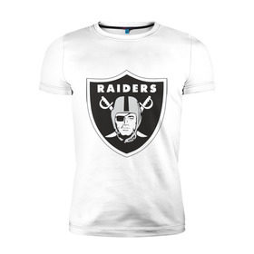 Мужская футболка премиум с принтом Raiders в Екатеринбурге, 92% хлопок, 8% лайкра | приталенный силуэт, круглый вырез ворота, длина до линии бедра, короткий рукав | raiders | значок | пираты | рейдеры | эмблема