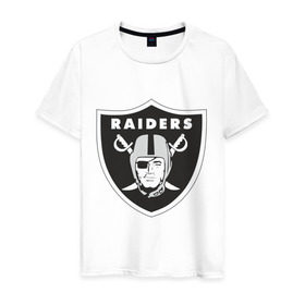 Мужская футболка хлопок с принтом Raiders в Екатеринбурге, 100% хлопок | прямой крой, круглый вырез горловины, длина до линии бедер, слегка спущенное плечо. | raiders | значок | пираты | рейдеры | эмблема