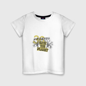 Детская футболка хлопок с принтом Save the planet (4) в Екатеринбурге, 100% хлопок | круглый вырез горловины, полуприлегающий силуэт, длина до линии бедер | save the planet | деревья | спаси планету
