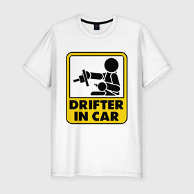Мужская футболка премиум с принтом Drifter в Екатеринбурге, 92% хлопок, 8% лайкра | приталенный силуэт, круглый вырез ворота, длина до линии бедра, короткий рукав | Тематика изображения на принте: дрифт