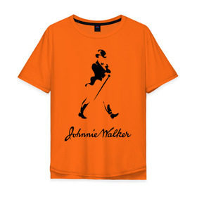 Мужская футболка хлопок Oversize с принтом Johnnie Walker (2) в Екатеринбурге, 100% хлопок | свободный крой, круглый ворот, “спинка” длиннее передней части | johnnie walker | бар | бармен | виски | джонни уокер