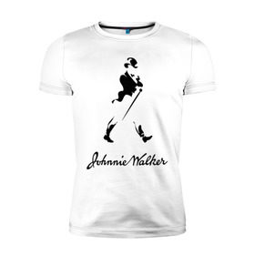Мужская футболка премиум с принтом Johnnie Walker (2) в Екатеринбурге, 92% хлопок, 8% лайкра | приталенный силуэт, круглый вырез ворота, длина до линии бедра, короткий рукав | johnnie walker | бар | бармен | виски | джонни уокер