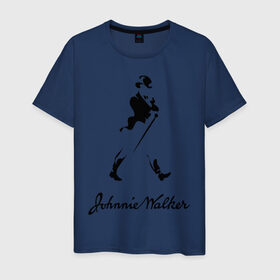Мужская футболка хлопок с принтом Johnnie Walker (2) в Екатеринбурге, 100% хлопок | прямой крой, круглый вырез горловины, длина до линии бедер, слегка спущенное плечо. | johnnie walker | бар | бармен | виски | джонни уокер