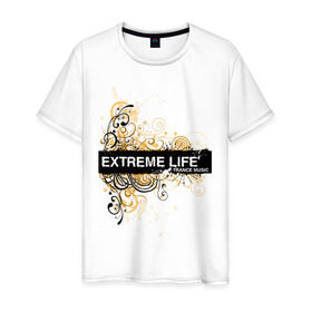 Мужская футболка хлопок с принтом Extreme life ( trance music ) в Екатеринбурге, 100% хлопок | прямой крой, круглый вырез горловины, длина до линии бедер, слегка спущенное плечо. | club | extreme | life | music | trance | клуб | музыка | музыкальные стили | транс