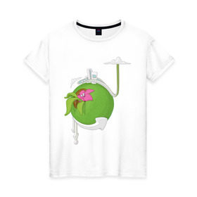 Женская футболка хлопок с принтом Кактус в Екатеринбурге, 100% хлопок | прямой крой, круглый вырез горловины, длина до линии бедер, слегка спущенное плечо | кактус | растения | цветы